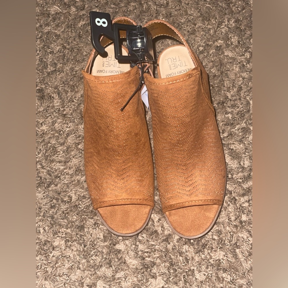 Time and Tru Suede Slingback block heels